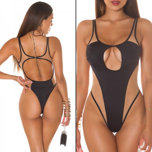 MONOKINI Z IZREZOM IN MREŽASTIM VSTAVKOM