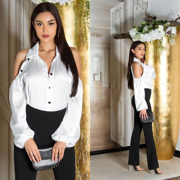 SATENSKA BLUZA S PROSTIMI RAMENI