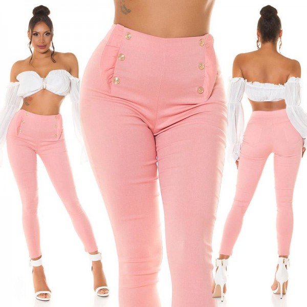 HLAČE VISOKOG STRUKA S UKRASNIM GUMBIMA