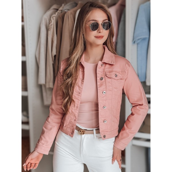 Giacca corta in denim da donna, rosa