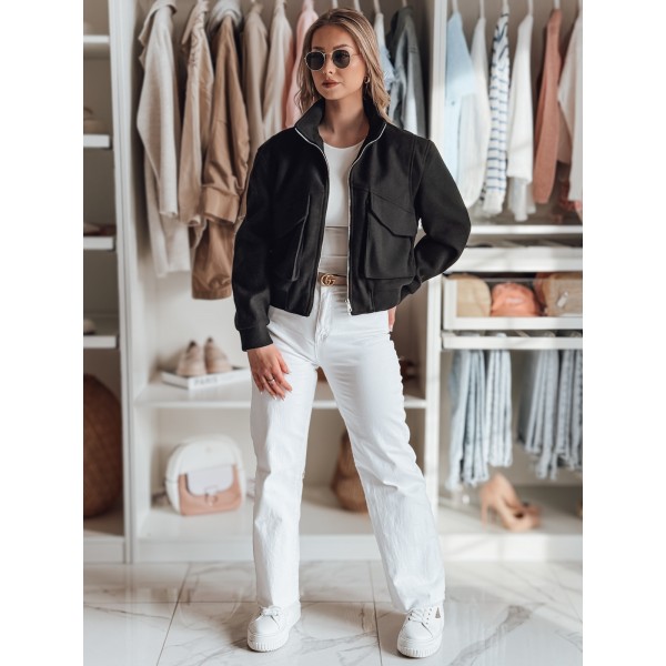 Ženska prehodna oversize bomber jakna črne barve