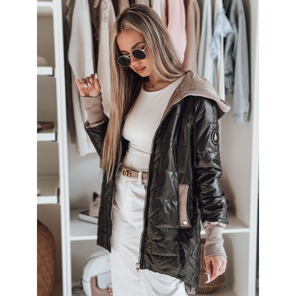 Ženska prehodna prešita jakna, črna