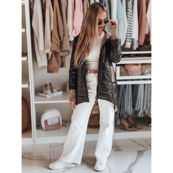 Ženska prehodna prešita jakna, črna