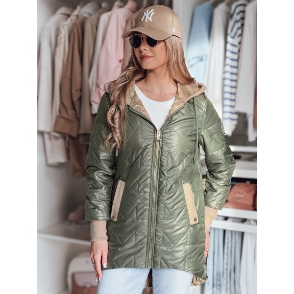 Giacca trapuntata verde da donna per la transizione