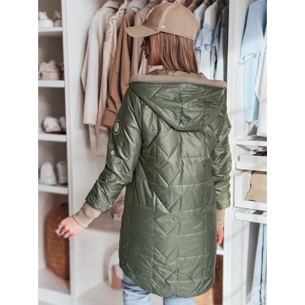 Giacca trapuntata verde da donna per la transizione